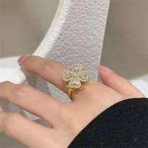 Stylish Rhinestone Floral Rotatable Ring: Anti Anxiety Ring