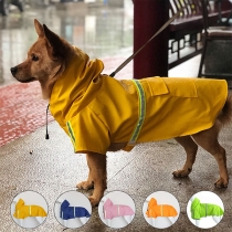 Dog Hooded Raincoat with Reflective Strips