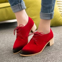 Retro Pointed Toe Thick Heel Lace-up Shoes