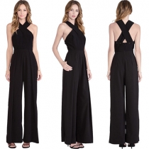 Sexy Backless Off-shoulder High Waist Crossover Sling Jumpsuits