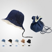 Convertible Bucket Hat with Drawstring- Drawstring Backpack