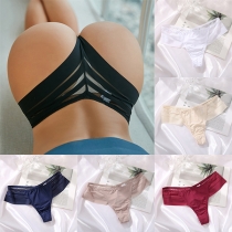 Sexy Semi-through Gauze Spliced Low-rise Panties