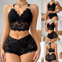 Sexy Chain Spliced Two-piece Lace Lingerie Set