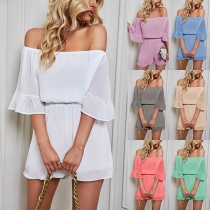 Sexy Off-the-shoulder Elbow Sleeve Chiffon Romper