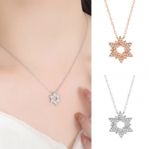 Fashion Bling-bling Rhinestone Hexagon Pendant Necklace