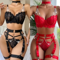 Sexy Chain Lace Three-piece Lingerie Set