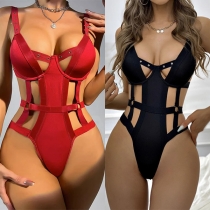 Sexy Solid Color Backless Cutout Lingerie Bodysuit