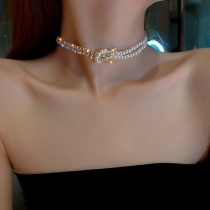 Fashion Rhinestone Pearl Necklace Choker