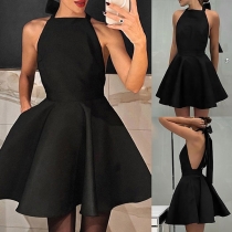Elegant Sexy Halterneck Backless Mini Dress