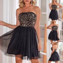 Sexy Bling-bling Sequin Strapless Bodice Tutu Party Dress