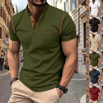 Fashion Stand Collar Short Sleeve Shirt for Men