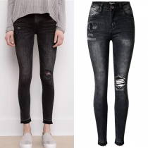 Fashion Distreeted Old-washed Skinny Jeans
