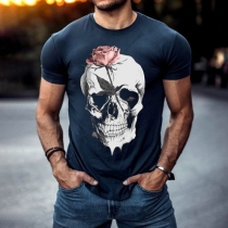 Fashion Round Neck Short Sleeve Skull Printed Shirt for Men