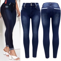Fashion High-rise Old-washed Skinny Denim Jeans