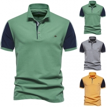 Fashion Stand Collar Short Sleeve Polo Shirt for Men