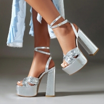 Fashion Platform Open-toe High-heels Criss-cross Sandals