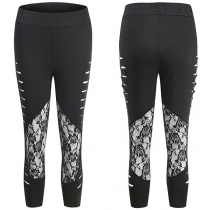 Fashion Lace Spliced Hollow Out Leggings