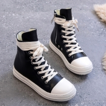 Fashion Round Toe Lace-up Ankle Canvas Shoes