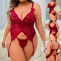 Sexy V-neck Backless Lace Two-piece Lingerie Set