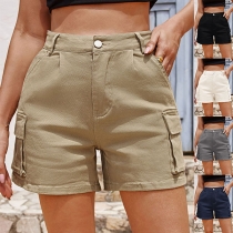 Street Fashion Side Patch Pockets Shorts