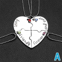 Fashion Best Best for Friends Forever-Letter Carve Rhinestone Pendant Necklaces for Best Friends
