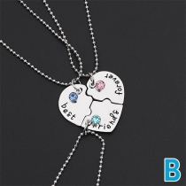 Cute Best Friend Forever Rhinestone Pendant Necklace Set
