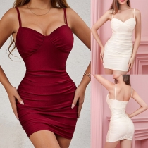 Sexy Sweetheart Neckline Ruched Bodycon Cami Dress