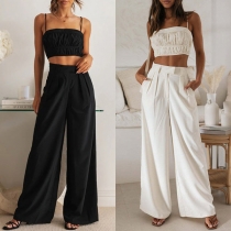 Fashion Two-piece Set Consist of Crop Top and Wide-leg Pants
