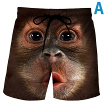 Cute 3D Cartoon Printed Drawstring Waist Unisex Shorts