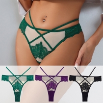 Sexy Contrast Color Lace Spliced Cutout Panties