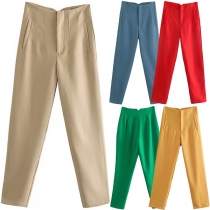 Fashion Solid Color Pleated Pants