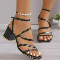 Fashion Open-toe Strappy Block Heeled Sandals