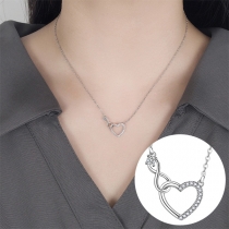 Fashion Rhinestone Infinity Heart Pendant Necklace