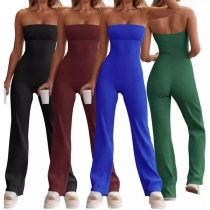 Sexy Comfy Solid Color Strapless Jumpsuit