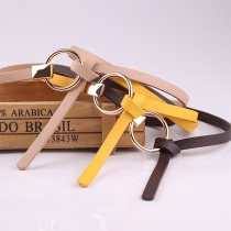 Fashion O-ring Thin Artificial Leather PU Belt