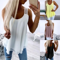 Casual Lace Spliced Shoulder Strap Sleeveless Shirt