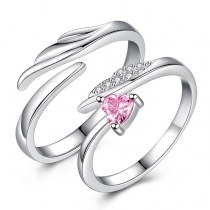 Fashion Rhinestone Heart Open-ring