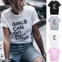 GIRLS CAN DO ANYTHING -Casual Letter Printed Shirt