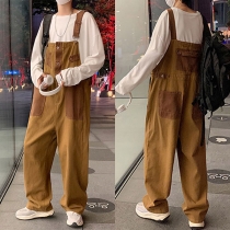 Vintage Multi Patch Pockets Loose Suspender Jumpsuit for Men