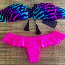 Sexy Zebra Print Bandeau Bikini Set
