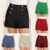Fashion Double-breasted High-rise Shorts for Women