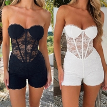 Sexy Strapless Lace Corset Romper
