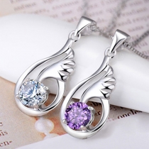 Fashion Rhinestone Angel Wing Pendant Necklace