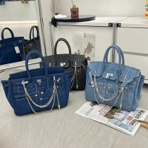 Fashion Chain Tassel Jeans Pocket Design Denim Pocket HandBag