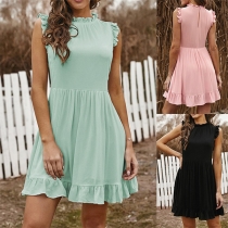 Casual Ruffle Round Neck Sleeveless Mini Dress