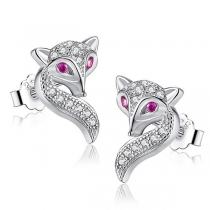 Fashion Rhinestone Fox Pendant Three-piece Jewelry Set Consist of Earring, Bracelet and Necklace