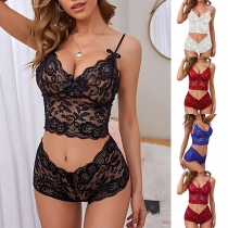 Sexy Bowknot Two-piece Lace Set