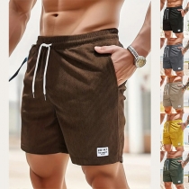 Casual Drawstring Elastic Waist Corduroy Shorts for Men