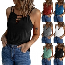 Casual Hollow Out Sleeveless Shirt
