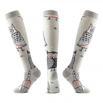 Cute Owl/Fox Printed Elastic Sports Compression Socks